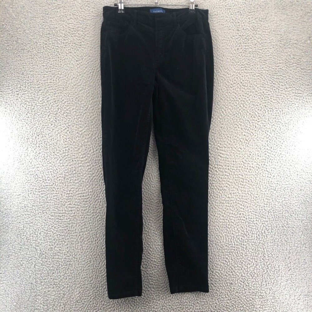Talbots Jeans Womens 2 Black Velveteen Slim Skinny Stretch Ankle Pockets Casual